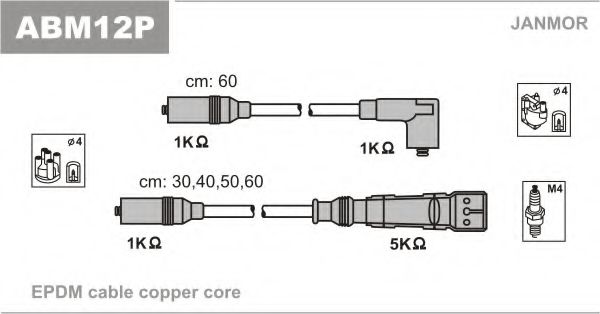 Комплект проводов зажиганияарт. ABM12P